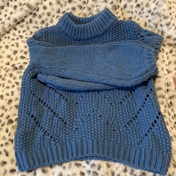 H&M Blue Knit Balloon Sleeve Crew Neck Sweater. Size M. Wool Blend. - Picture 6 of 7